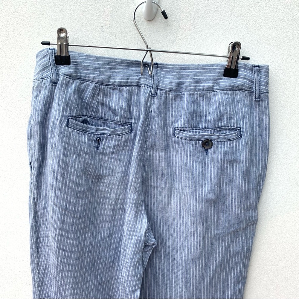Maxmara Weekend Ladies Size 10 100% Linen Trousers Blue White Pinstripe - Picture 5 of 9
